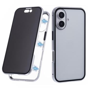 iPhone 16 Magneettikotelo Panssarilasi - Yksityisyyssuoja - Hopea