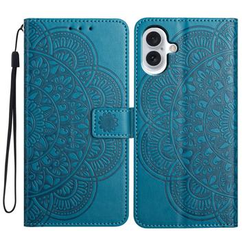 iPhone 16 Mandala Series Lompakkokotelo - Sininen