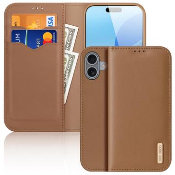iPhone 16 Plus Dux Ducis Hivo Lompakkomallinen Nahkakotelo - Ruskea
