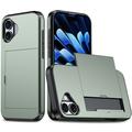 iPhone 16 Plus Hybridikotelo Liukuvalla Korttipaikalla - Vert Armée