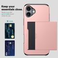 iPhone 16 Plus Hybridikotelo Liukuvalla Korttipaikalla - Tummansininen