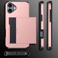 iPhone 16 Plus Hybridikotelo Liukuvalla Korttipaikalla - Tummansininen