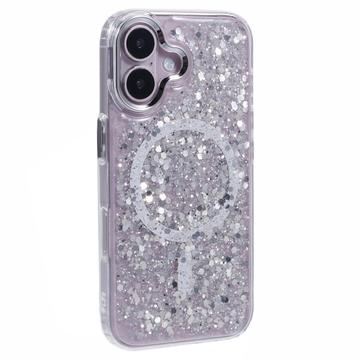 iPhone 16 Plus MagSafe-yhteensopiva kimalteleva epoksikotelo - Valkoinen