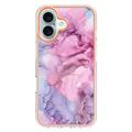 iPhone 16 Plus Marmorikuvio Galvanoitu TPU-Suojakotelo - Sininen / Pinkki