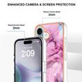 iPhone 16 Plus Marmorikuvio Galvanoitu TPU-Suojakotelo - Sininen / Pinkki