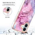iPhone 16 Plus Marmorikuvio Galvanoitu TPU-Suojakotelo - Sininen / Pinkki