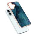 iPhone 16 Plus Marmorikuvio Galvanoitu TPU-Suojakotelo - Vihreä
