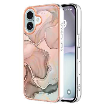 iPhone 16 Plus Marmorikuvio Galvanoitu TPU-Suojakotelo - Pinkki