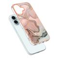 iPhone 16 Plus Marmorikuvio Galvanoitu TPU-Suojakotelo - Pinkki