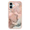 iPhone 16 Plus Marmorikuvio Galvanoitu TPU-Suojakotelo - Pinkki