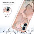 iPhone 16 Plus Marmorikuvio Galvanoitu TPU-Suojakotelo - Pinkki