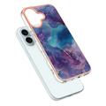 iPhone 16 Plus Marmorikuvio Galvanoitu TPU-Suojakotelo - Violetti