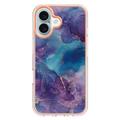 iPhone 16 Plus Marmorikuvio Galvanoitu TPU-Suojakotelo - Violetti