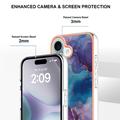 iPhone 16 Plus Marmorikuvio Galvanoitu TPU-Suojakotelo - Violetti