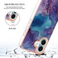 iPhone 16 Plus Marmorikuvio Galvanoitu TPU-Suojakotelo - Violetti