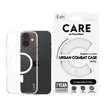 iPhone 16 Plus PanzerGlass Care läpinäkyvä Urban Combat Suojakuori - MagSafe-yhteensopiva - valkoinen