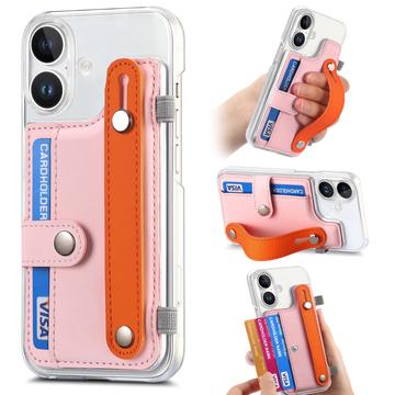 iPhone 16 Plus muovikotelo CY1 - Korttipaikka, Ranneke, Jalusta - vaaleanpunainen