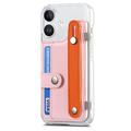 iPhone 16 Plus muovikotelo CY1 - Korttipaikka, Ranneke, Jalusta - vaaleanpunainen