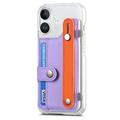 iPhone 16 Plus muovikotelo CY1 - Korttipaikka, Ranneke, Jalusta - violetti