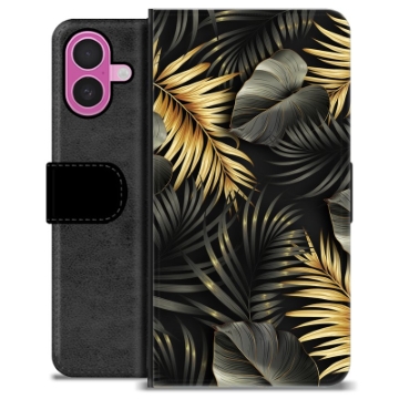 iPhone 16 Plus Premium Lompakkokotelo - Kultaiset Lehdet
