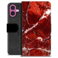 iPhone 16 Plus Premium Lompakkokotelo - Punainen Marmori