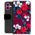 iPhone 16 Plus Premium Lompakkokotelo - Vintage Kukat