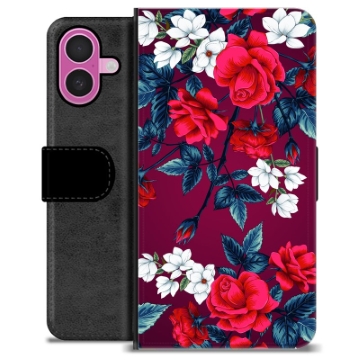 iPhone 16 Plus Premium Lompakkokotelo - Vintage Kukat