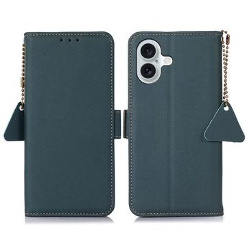 iPhone 16 Plus Lompakkomallinen Nahkakotelo kanssa RFID - Vihreä