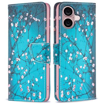iPhone 16 Plus Wonder Series Lompakkokotelo - Valkoinen Kukat