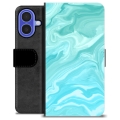 iPhone 16 Premium Lompakkokotelo - Sininen Marmori