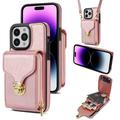 iPhone 16 Pro Kaikki yhdessä -kotelo, jossa lompakko ja hihna - ruusukultainen