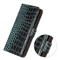 iPhone 16 Pro Crocodile Lompakkomallinen Nahkakotelo kanssa RFID - Vihreä