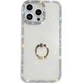 iPhone 16 Pro CrystalGlow Hybridikotelo sormuksen pidikkeellä - Valkoinen