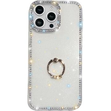 iPhone 16 Pro CrystalGlow Hybridikotelo sormuksen pidikkeellä - Valkoinen