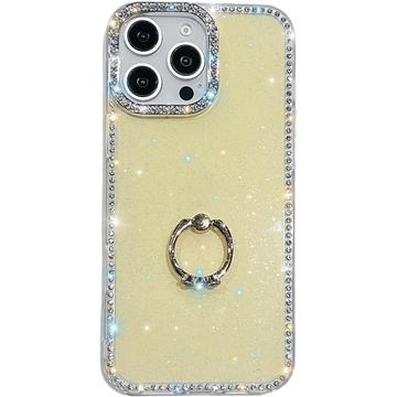 iPhone 16 Pro CrystalGlow Hybridikotelo sormuksen pidikkeellä - keltainen
