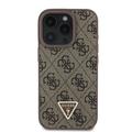 iPhone 16 Pro Guess 4G Strass Triangle Metal Logo Kotelo jossa Crossbody Hihna - Ruskea