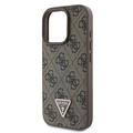 iPhone 16 Pro Guess 4G Strass Triangle Metal Logo Kotelo jossa Crossbody Hihna - Ruskea