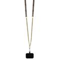 iPhone 16 Pro Guess 4G Strass Triangle Metal Logo Kotelo jossa Crossbody Hihna - Ruskea