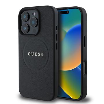iPhone 16 Pro Guess Grained Classic Logo hybridi kotelo - MagSafe-yhteensopiva - Musta