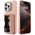 iPhone 16 Pro Hybridikotelo - Piilotettu Peili ja Korttipaikka - Pinkki
