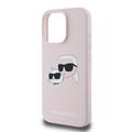 iPhone 16 Pro Karl Lagerfeld Double Heads MagSafe Nestemäinen silikonikotelo - vaaleanpunainen