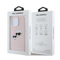 iPhone 16 Pro Karl Lagerfeld Double Heads MagSafe Nestemäinen silikonikotelo - vaaleanpunainen