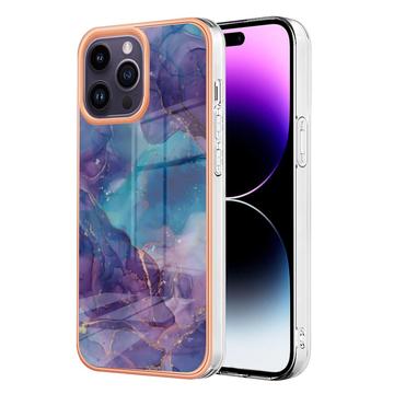 iPhone 16 Pro Marmorikuvio Galvanoitu TPU-Suojakotelo - Violetti