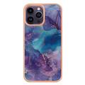 iPhone 16 Pro Marmorikuvio Galvanoitu TPU-Suojakotelo - Violetti