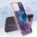 iPhone 16 Pro Marmorikuvio Galvanoitu TPU-Suojakotelo - Violetti