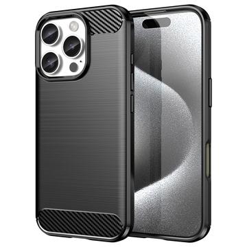 iPhone 16 Pro Max Harjattu TPU Suojakuori - Hiilikuitu - Musta
