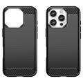 iPhone 16 Pro Max Harjattu TPU Suojakuori - Hiilikuitu - Musta