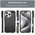 iPhone 16 Pro Max Harjattu TPU Suojakuori - Hiilikuitu - Musta