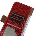 iPhone 16 Pro Max Crocodile Lompakkomallinen Nahkakotelo kanssa RFID - Punainen