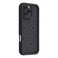 iPhone 16 Pro Max Sydänkuvioinen iskunkestävä TPU-kotelo kohoreunoilla - Musta